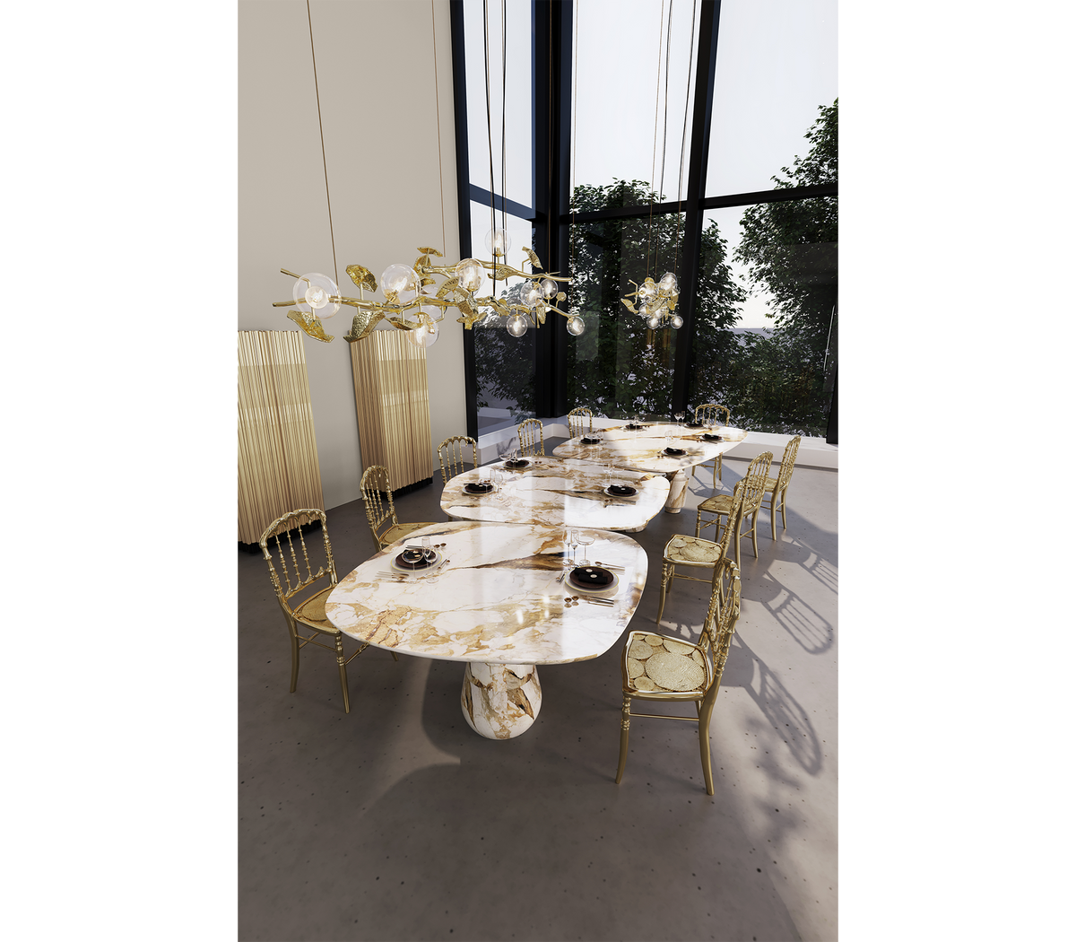 Pietra Nero Marquina Modular Dining Table