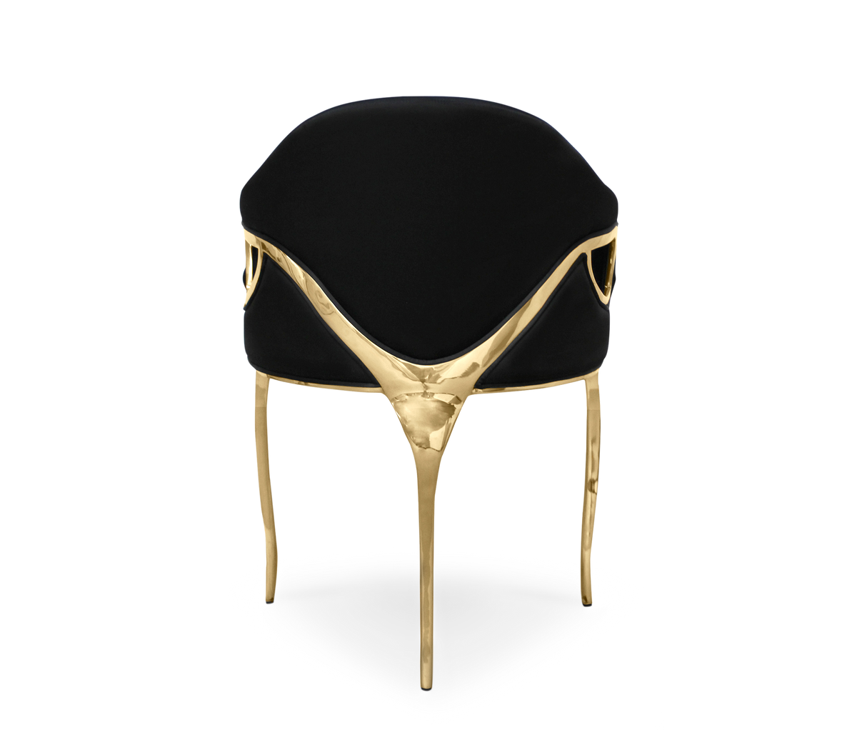 Chandra Cutout Polished Brass Velvet Dining Chair