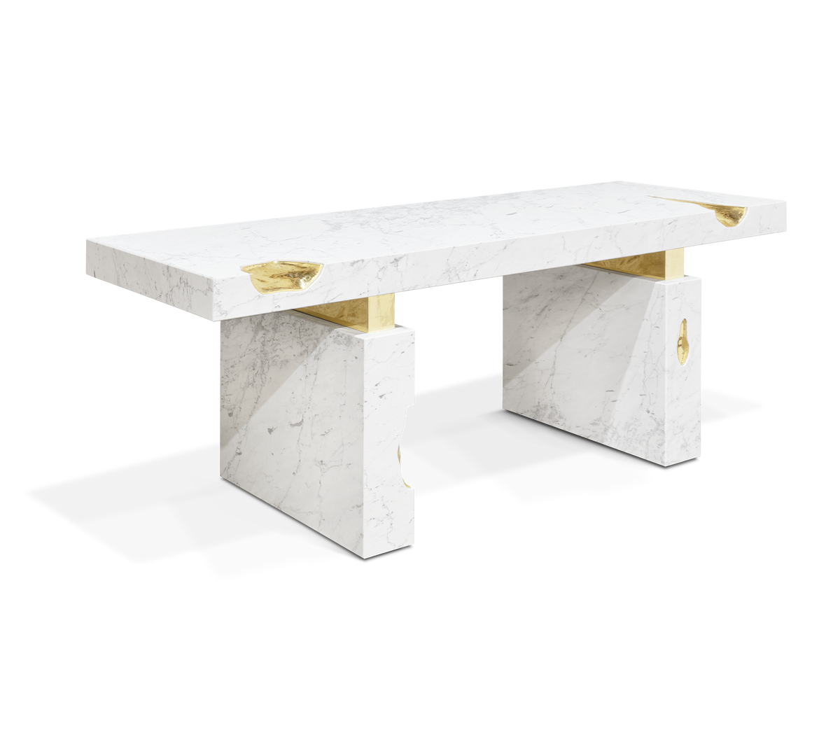 Empire Cracked Brass Inlay Marble Luxury Desk