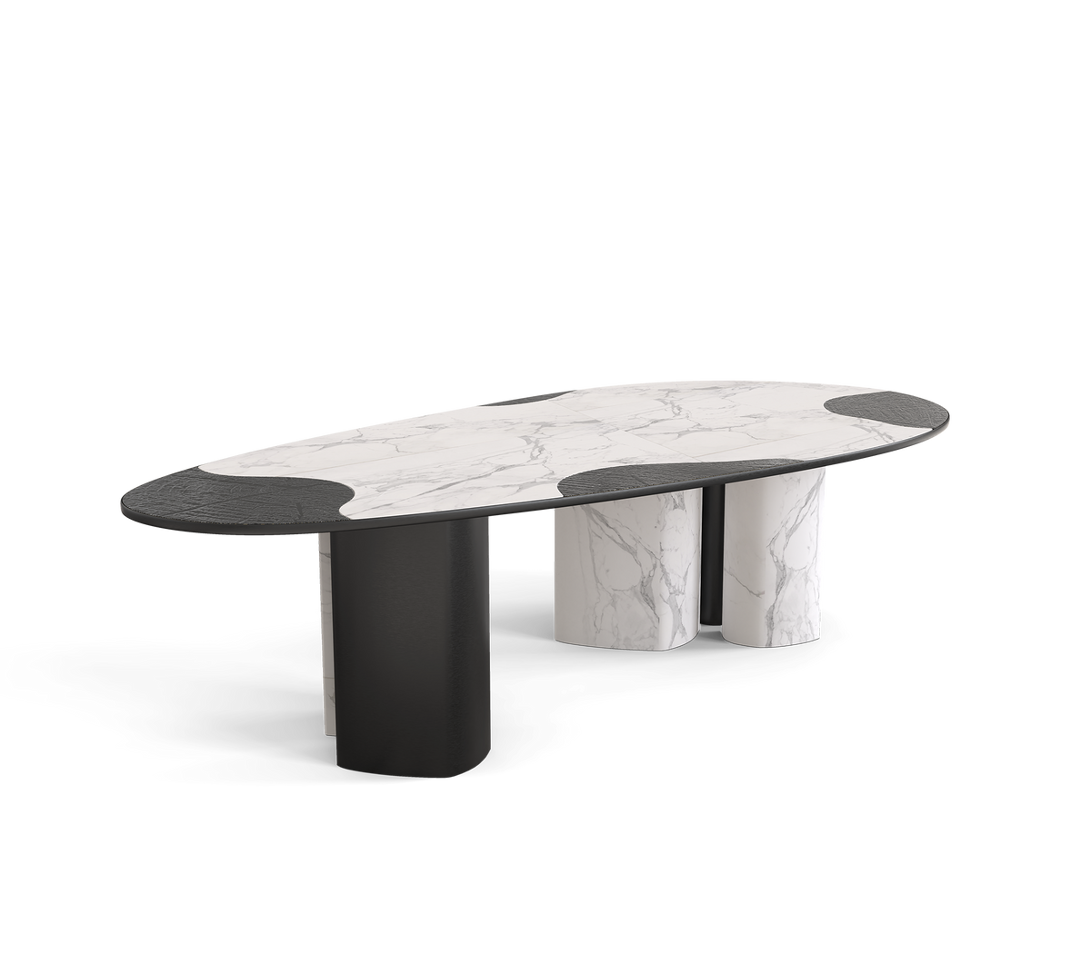 Ophelia Oval Carrara Marble & Gold Dining Table