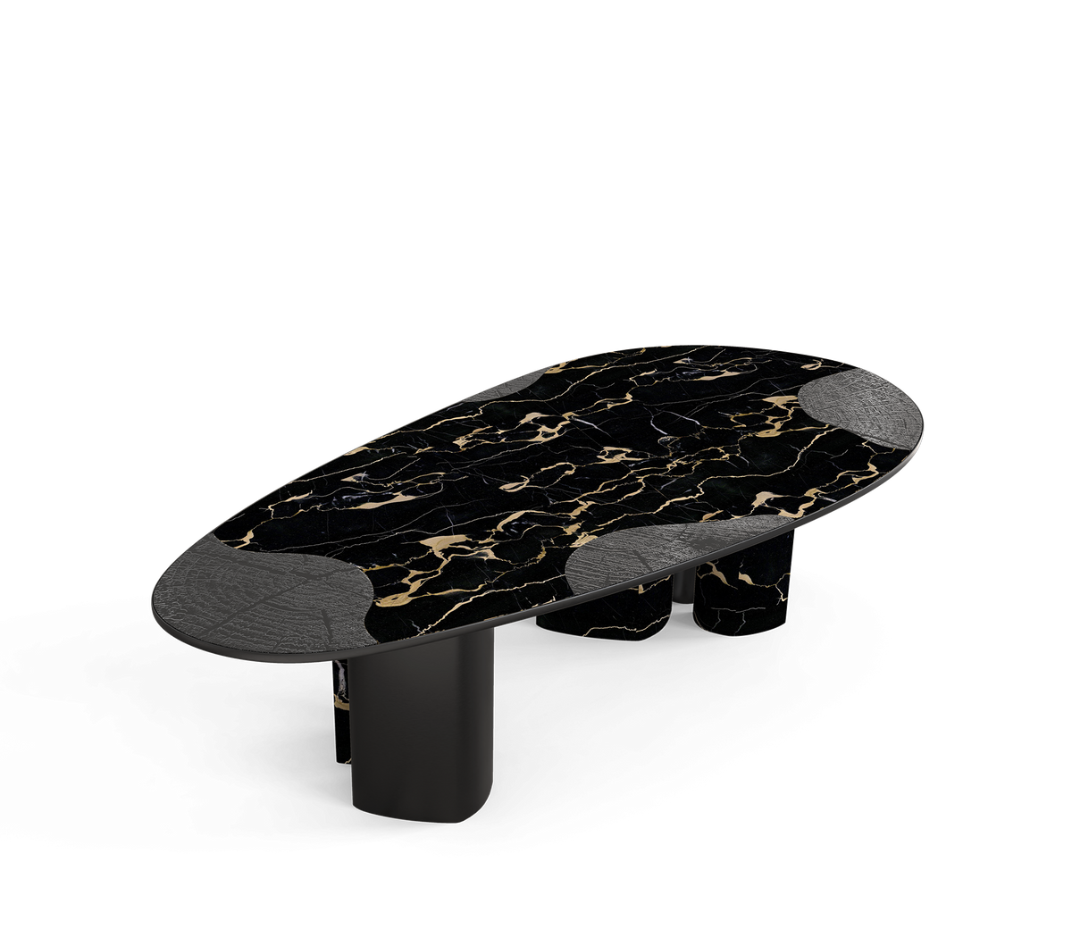 Ophelia Oval Carrara Marble & Gold Dining Table