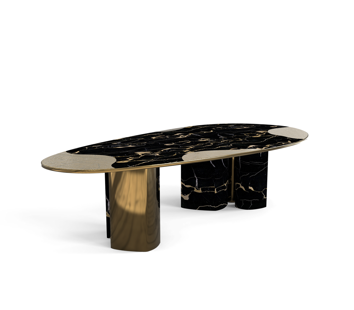 Ophelia Oval Carrara Marble & Gold Dining Table