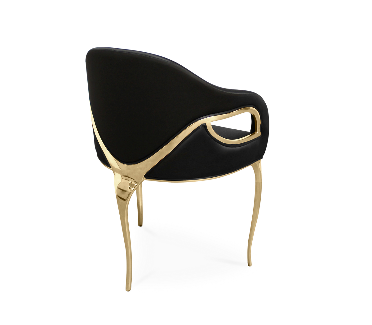 Chandra Cutout Polished Brass Velvet Dining Chair