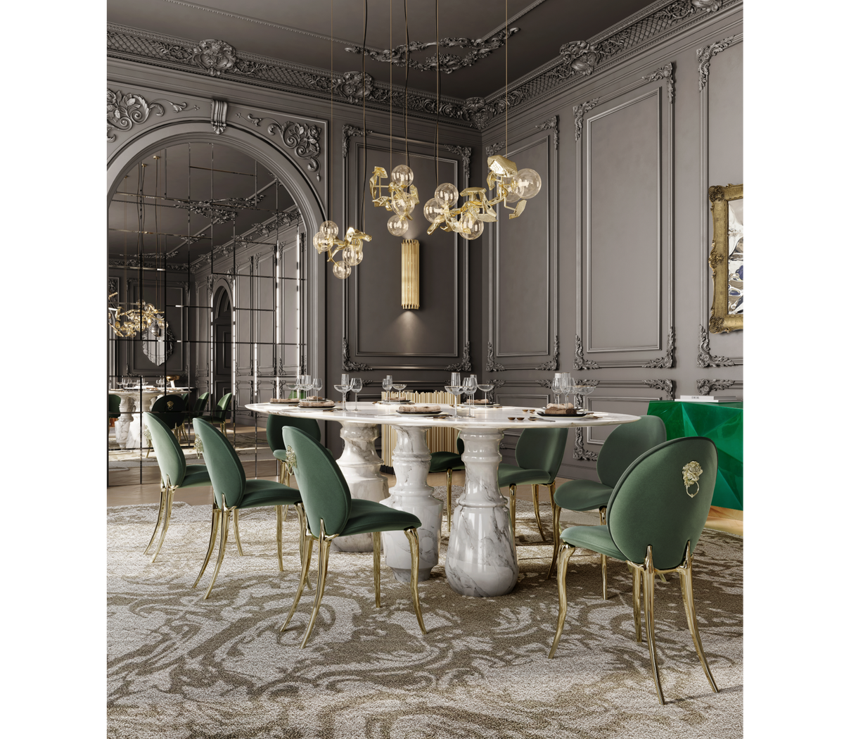 Soleil Curved Brass Modern Luxury Dining Chair