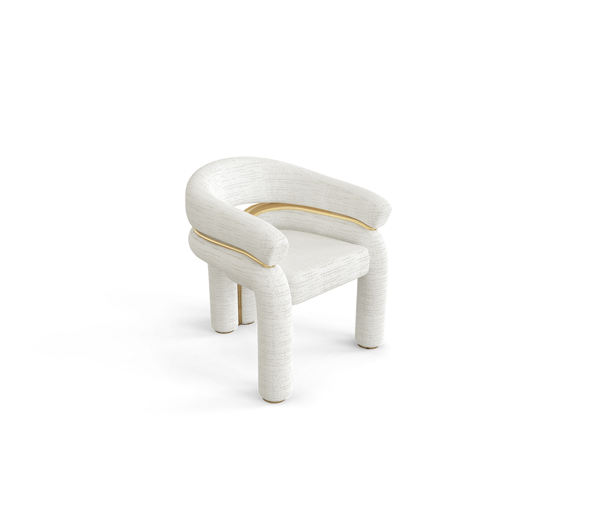 Elara Curved Sculptural Polished Brass Luxury Dining Chair