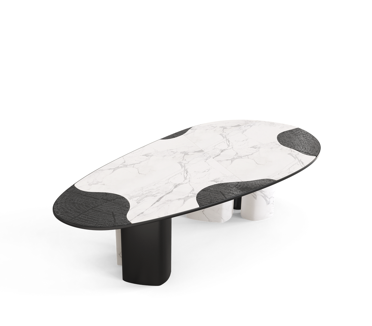 Ophelia Oval Carrara Marble & Gold Dining Table