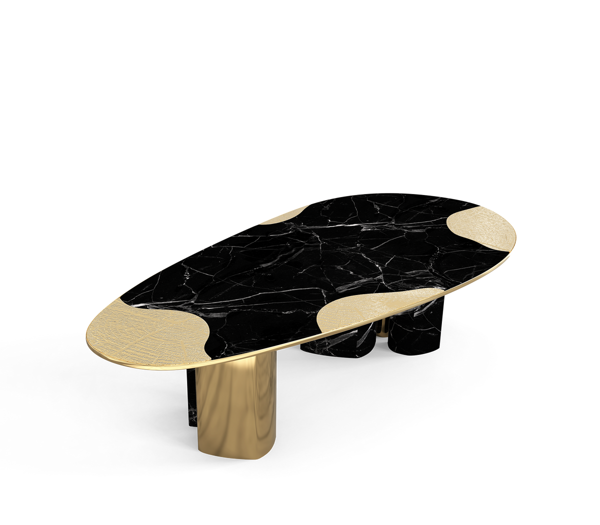 Ophelia Oval Carrara Marble & Gold Dining Table