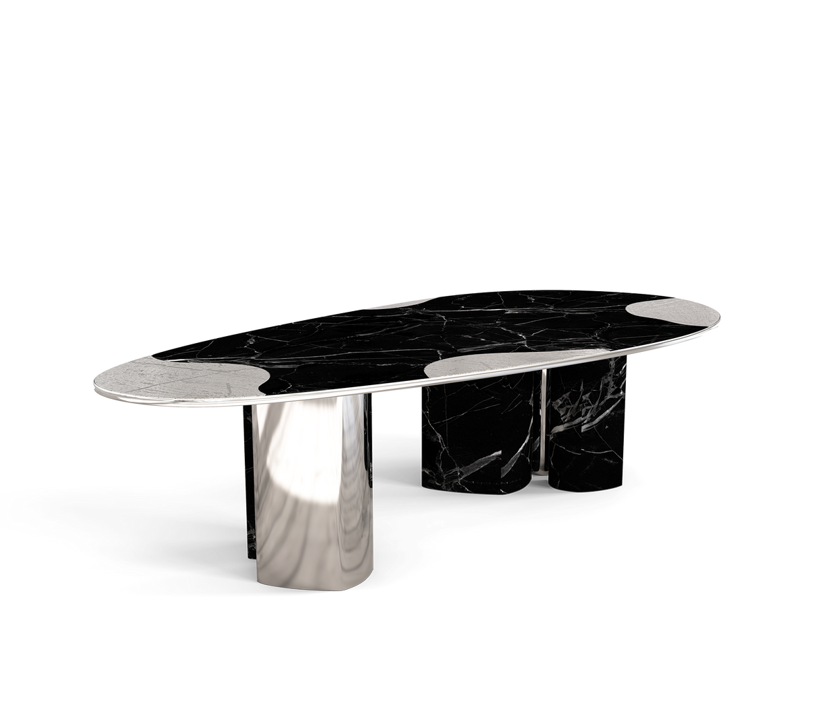 Ophelia Oval Carrara Marble & Gold Dining Table