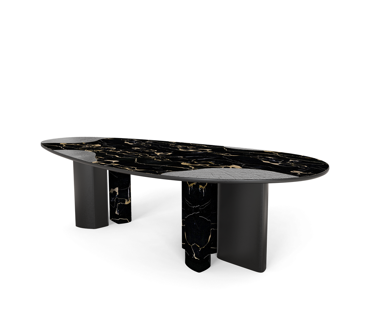 Ophelia Oval Carrara Marble & Gold Dining Table