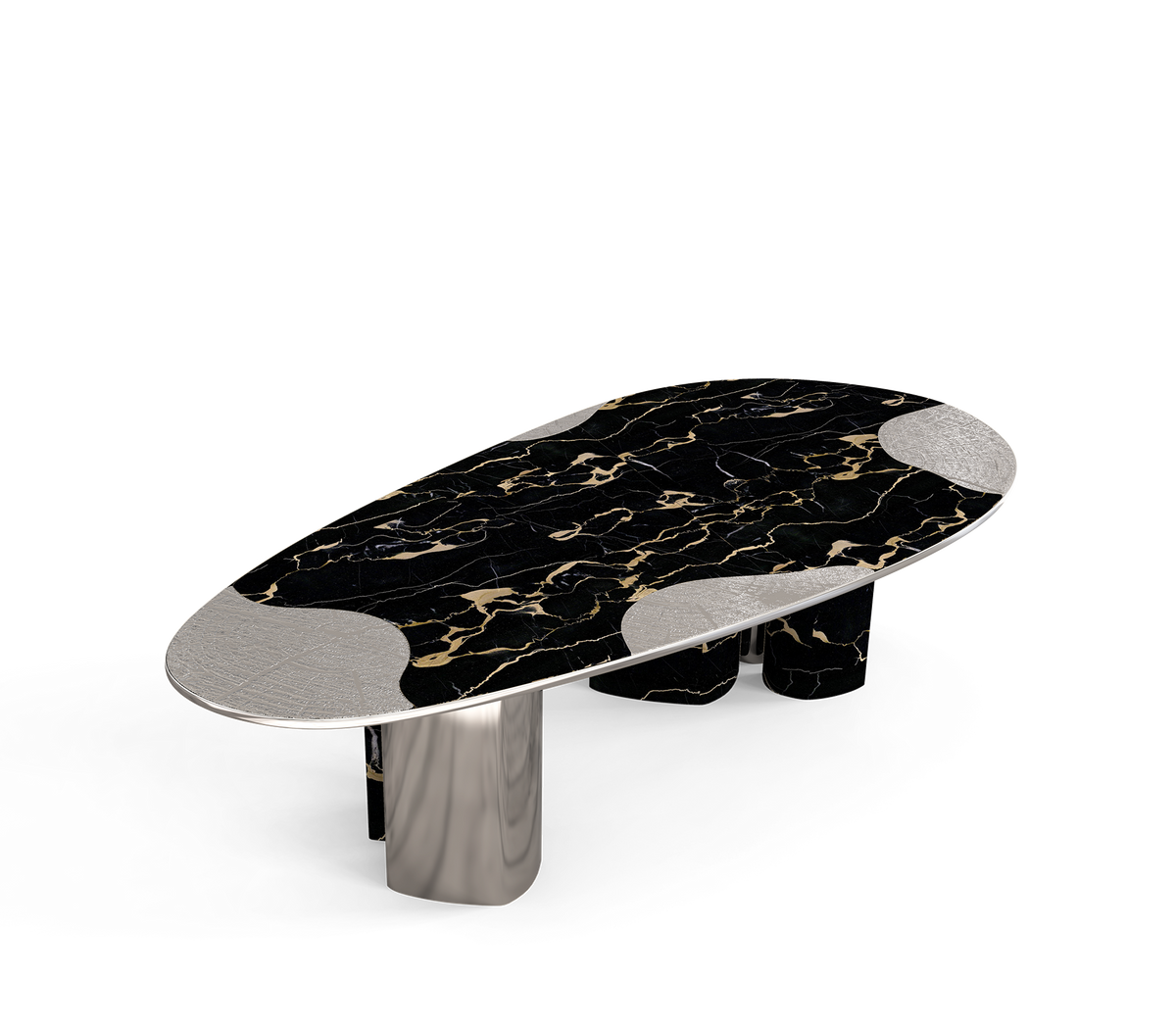 Ophelia Oval Carrara Marble & Gold Dining Table