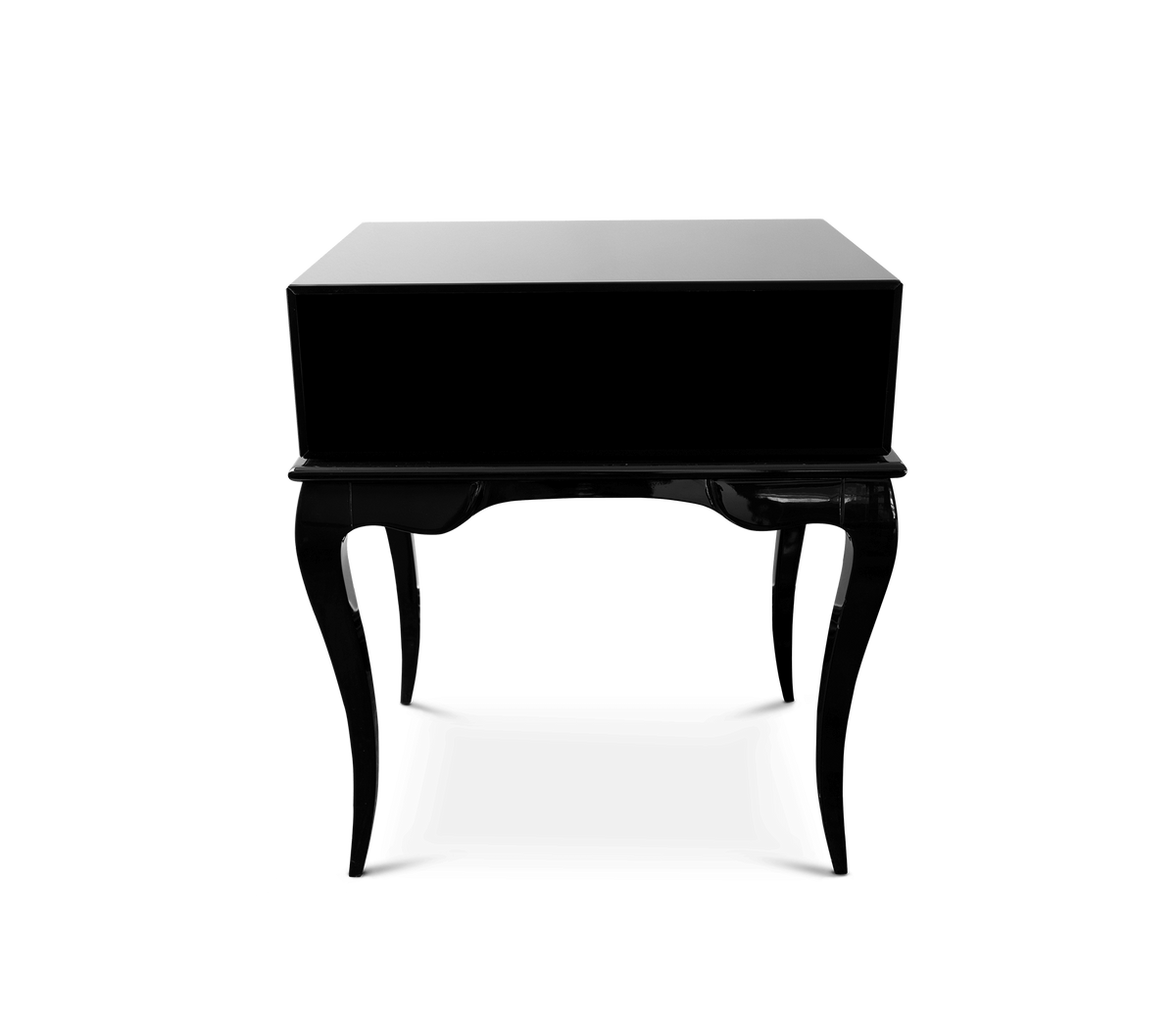 York Right Baroque High Gloss Black Luxury Nightstand