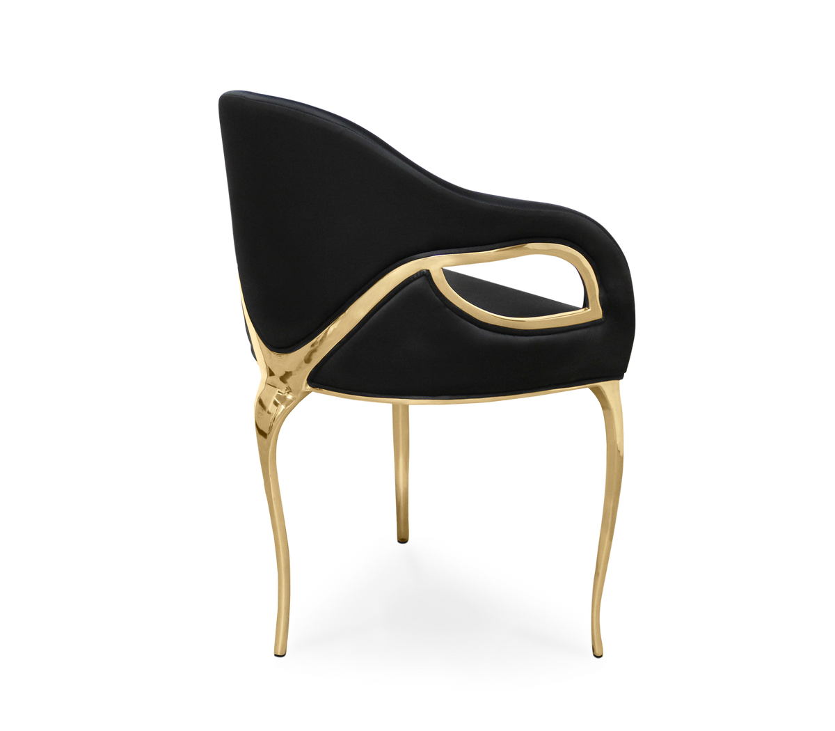 Chandra Cutout Polished Brass Velvet Dining Chair