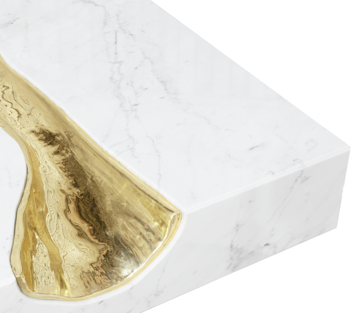 Empire Cracked Brass Inlay Marble Luxury Desk