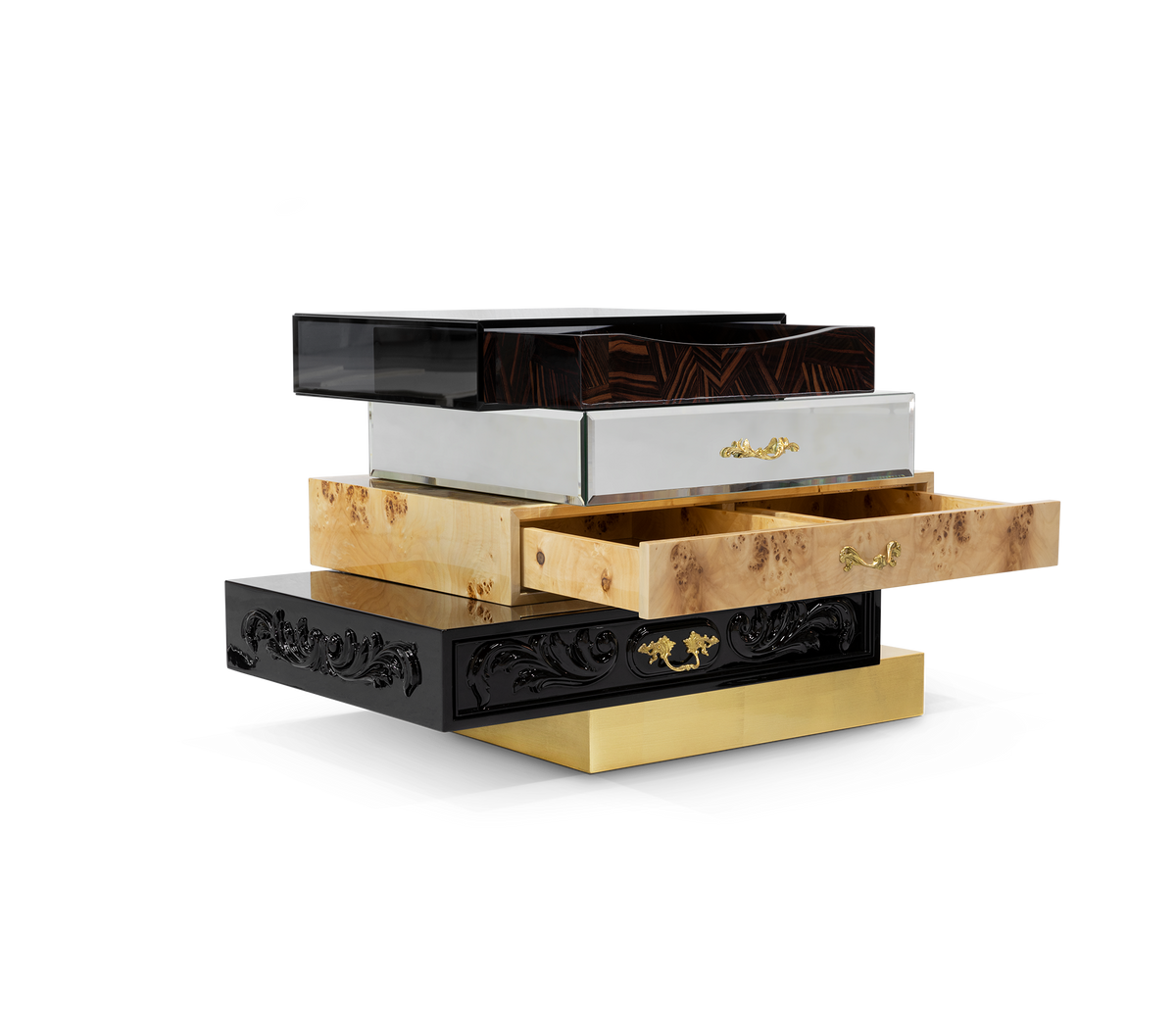 Frank Surreal Multi-Veneer Layered Luxury Nightstand