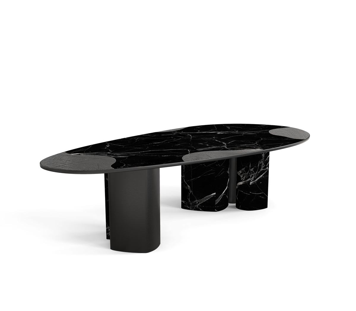 Ophelia Oval Carrara Marble & Gold Dining Table