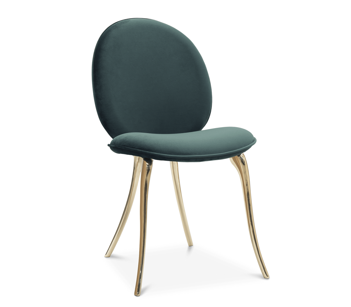 Soleil Curved Brass Modern Luxury Dining Chair