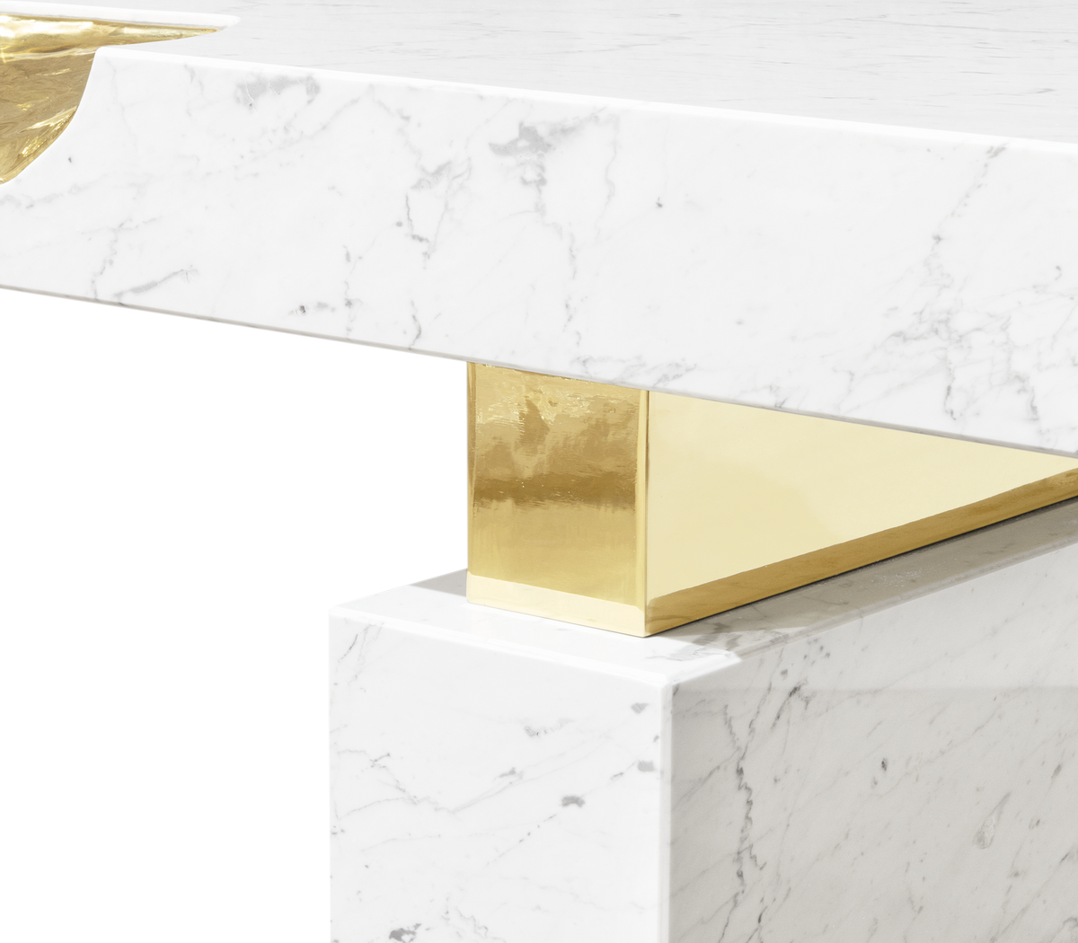 Empire Cracked Brass Inlay Marble Luxury Desk