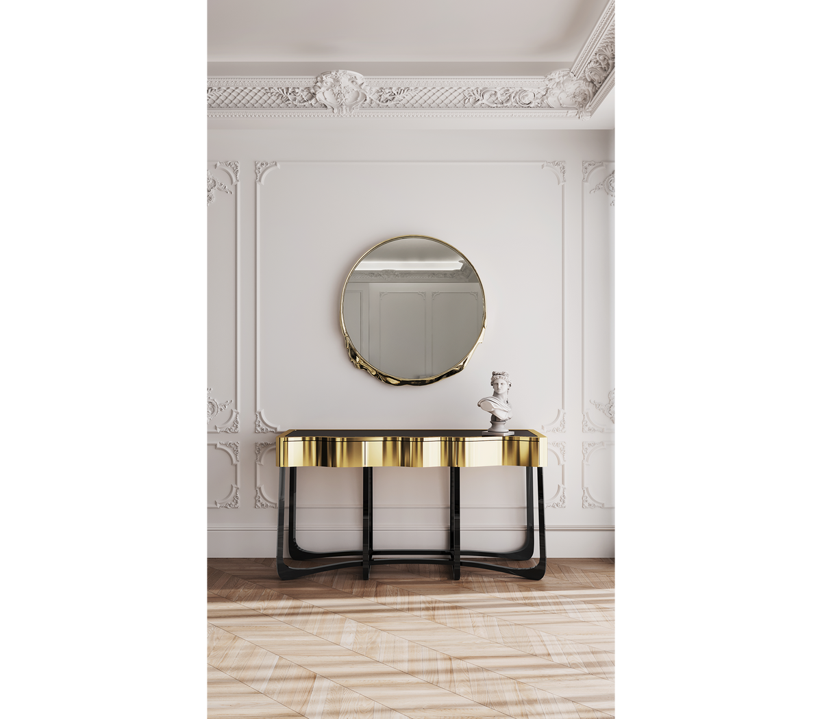 Sinuous Consoles Patina Brass Wave Entryways Cabinet Table