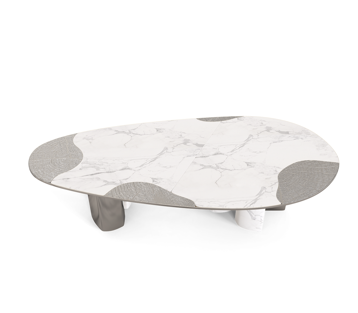 Ophelia Oval Carrara Marble & Gold Dining Table