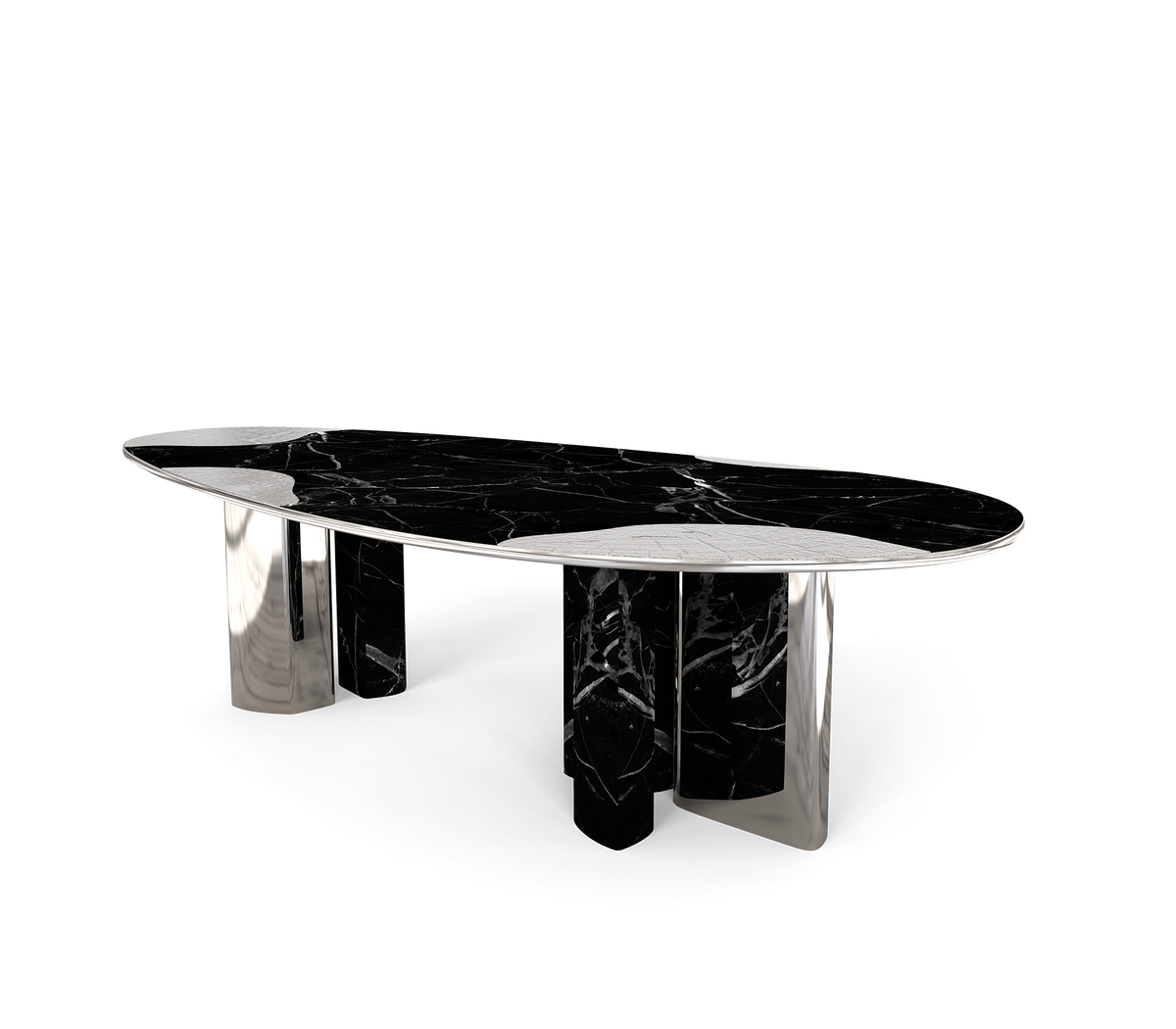 Ophelia Oval Carrara Marble & Gold Dining Table