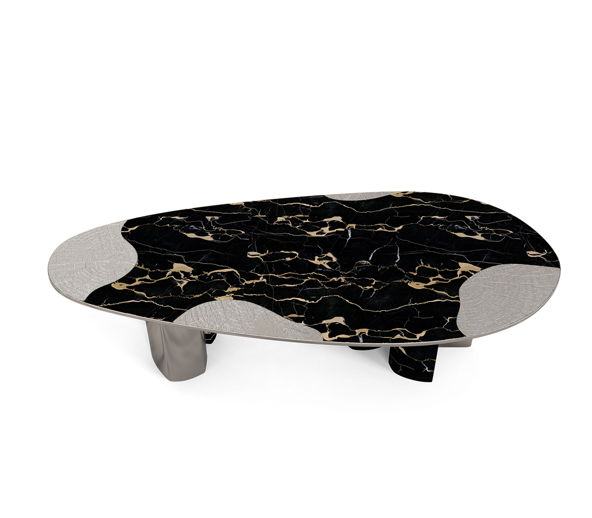 Ophelia Oval Carrara Marble & Gold Dining Table