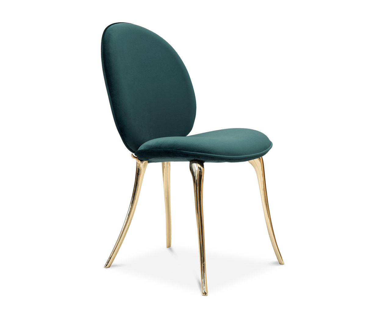 Soleil Curved Brass Modern Luxury Dining Chair
