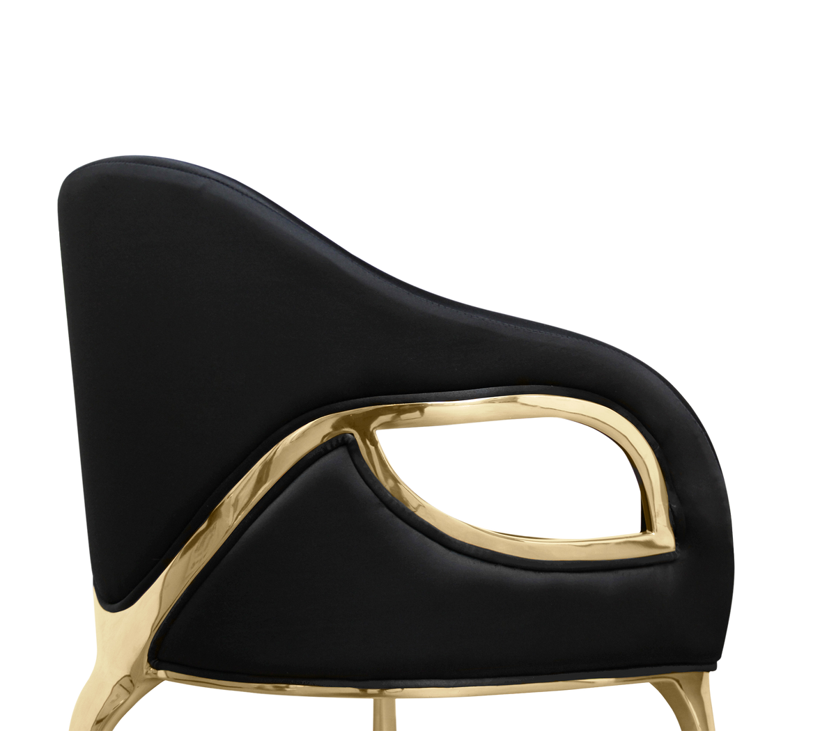 Chandra Cutout Polished Brass Velvet Dining Chair
