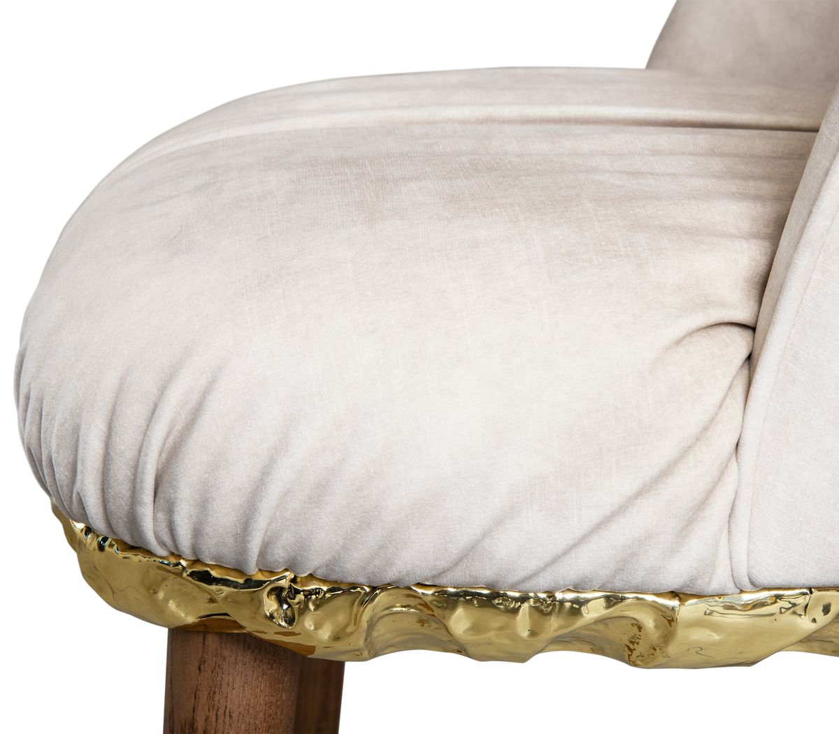 Imperfectio Hammered Brass Textured Velvet Dining Chair