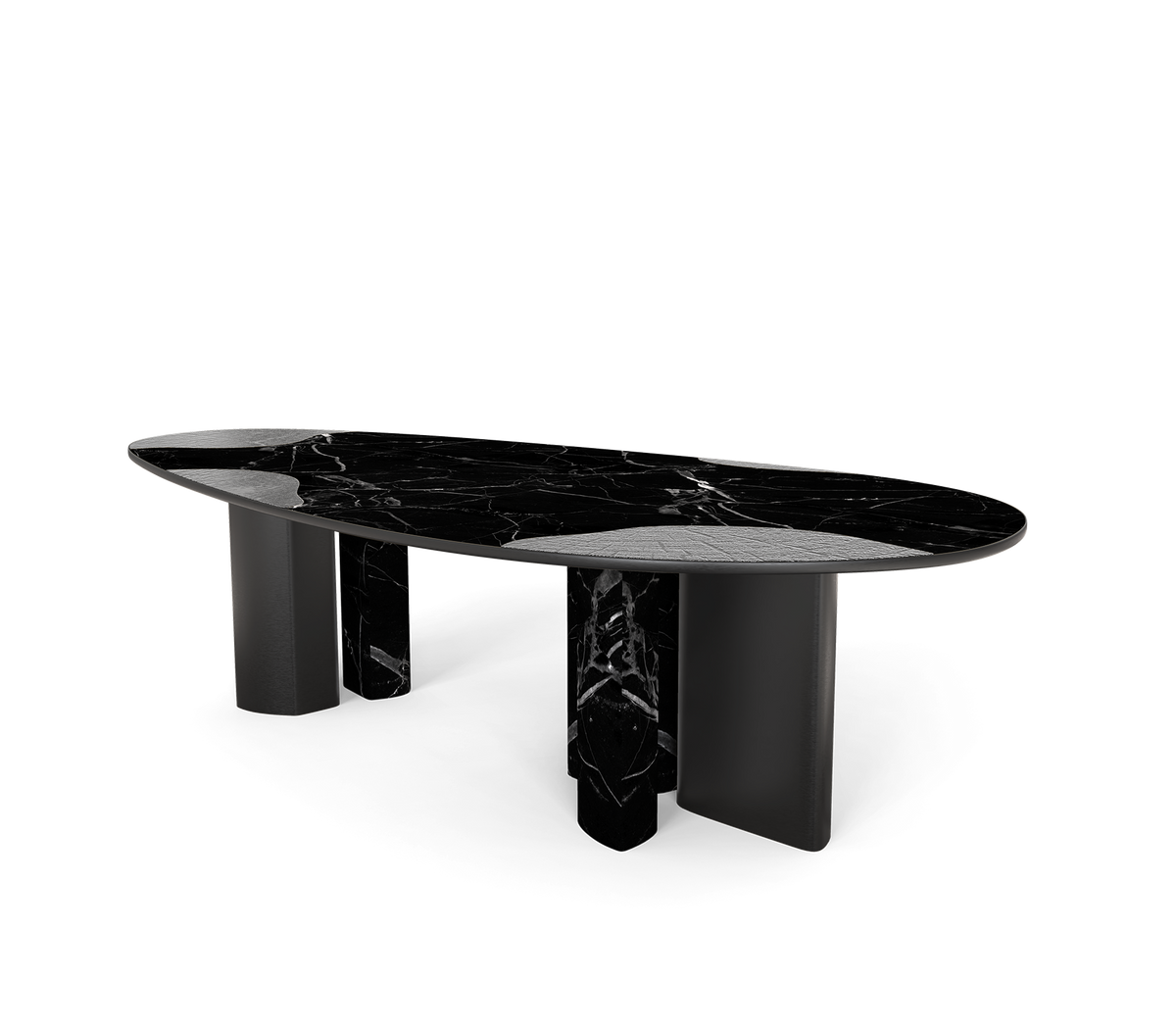 Ophelia Oval Carrara Marble & Gold Dining Table