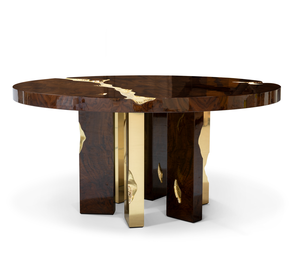 Empire Round Luxury Brass Inlay Dining Table