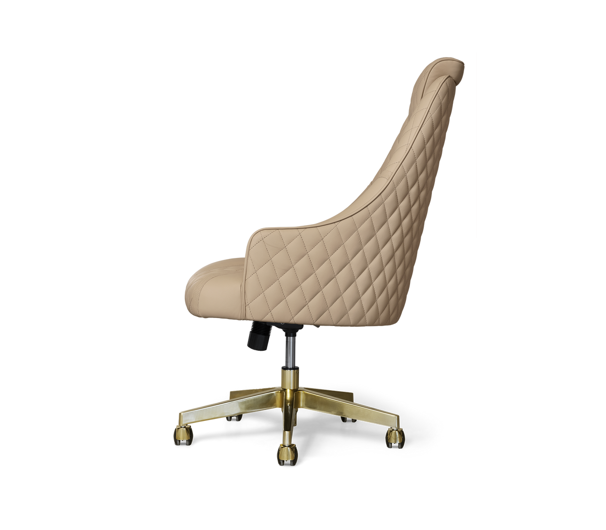 Atlas Diamond Stitch Leather Executive Office Chair with Brass Base