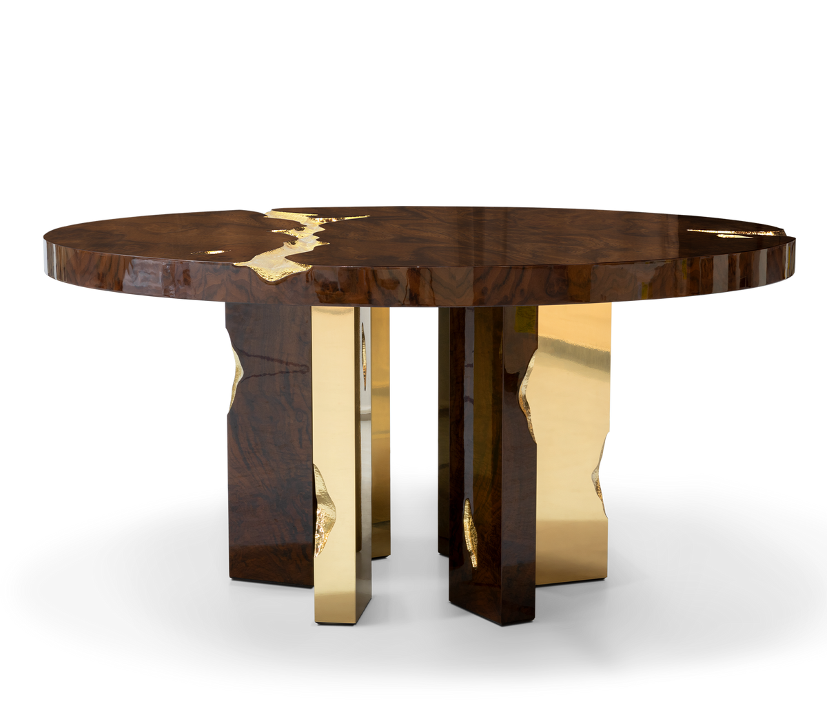 Empire Round Luxury Brass Inlay Dining Table