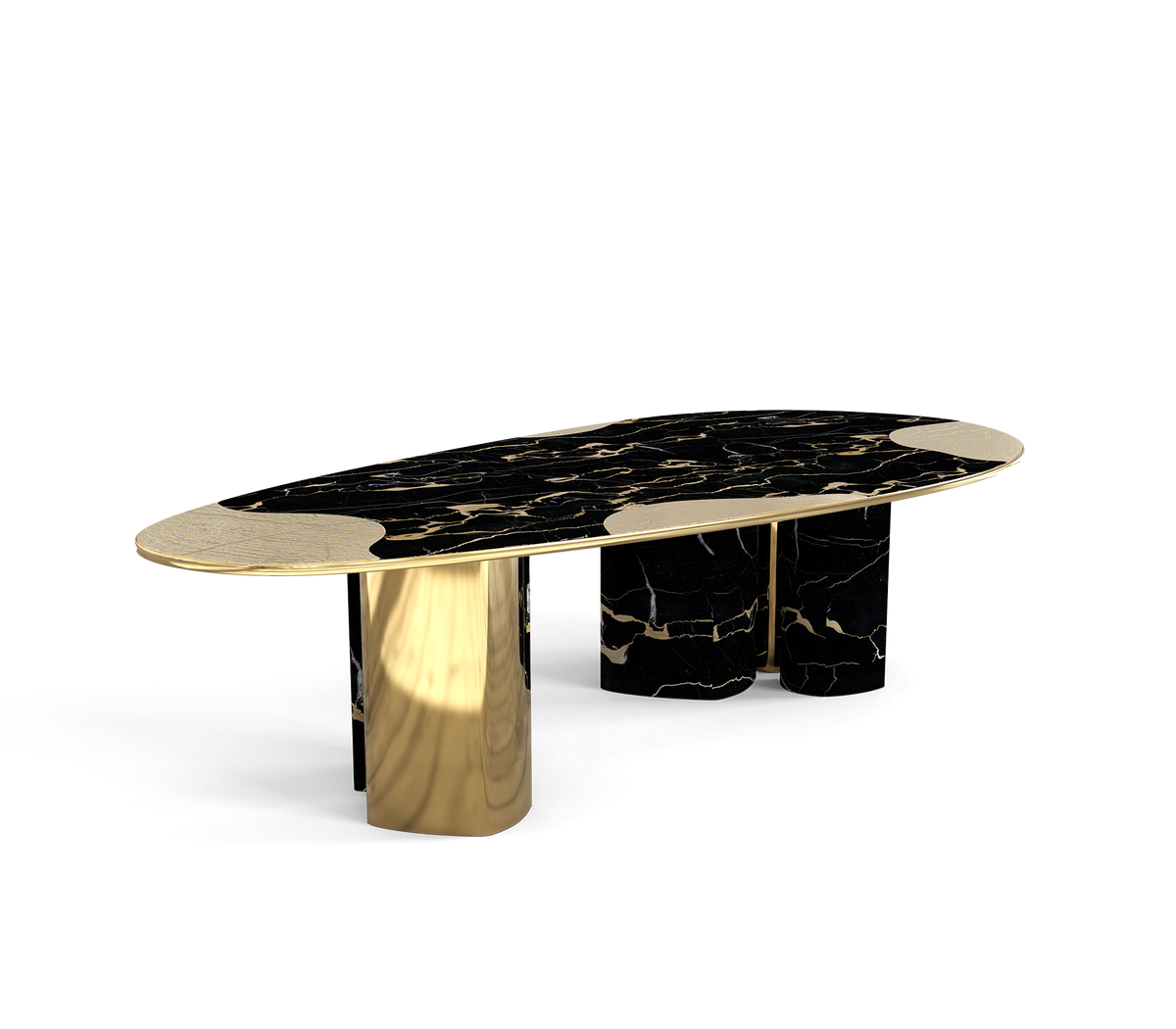 Ophelia Oval Carrara Marble & Gold Dining Table
