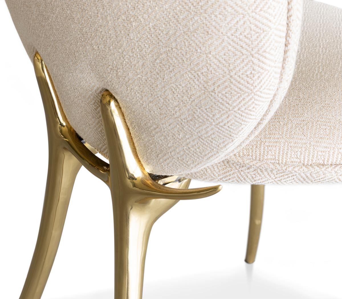 Soleil Curved Brass Modern Luxury Dining Chair
