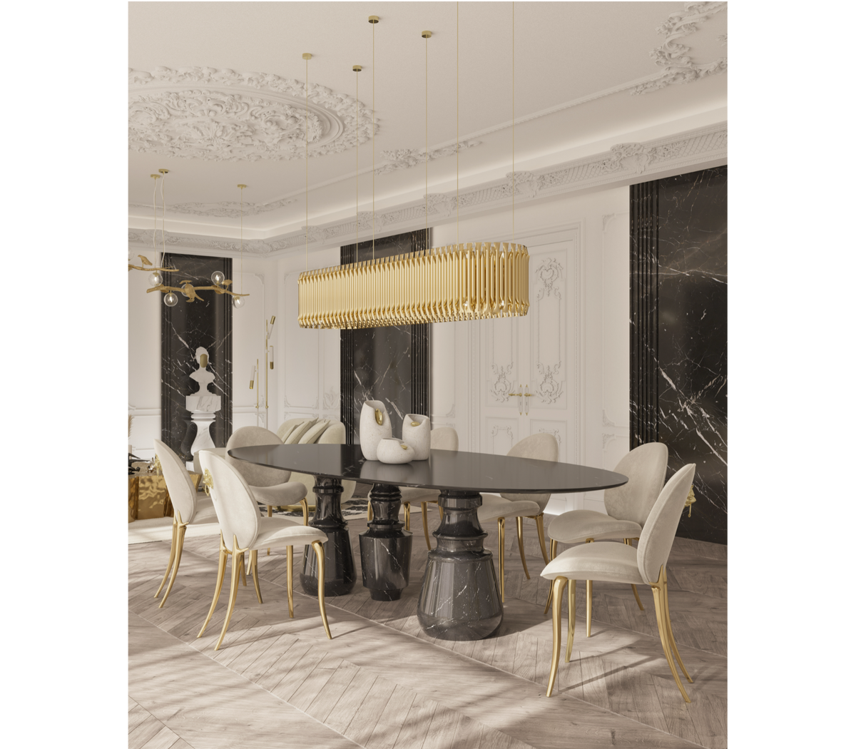 Soleil Curved Brass Modern Luxury Dining Chair
