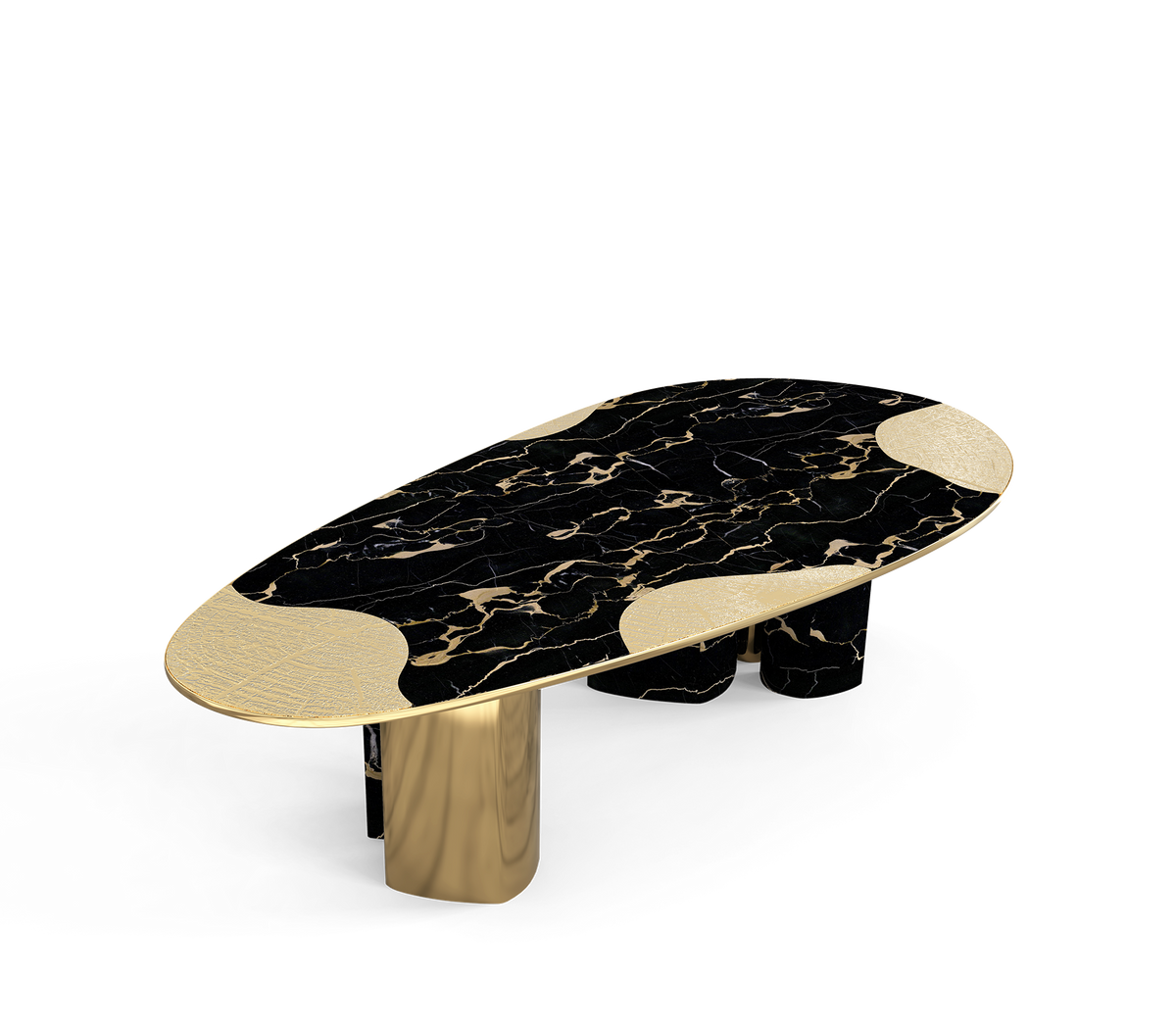 Ophelia Oval Carrara Marble & Gold Dining Table