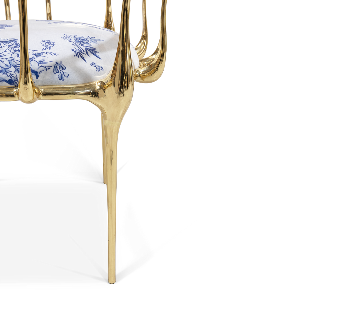 Nº 11 Azulejo Print Polished Brass Heritage Chair