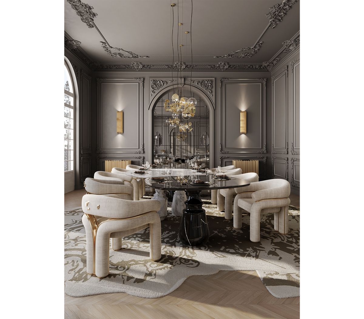 Pietra Nero Marquina Modular Dining Table