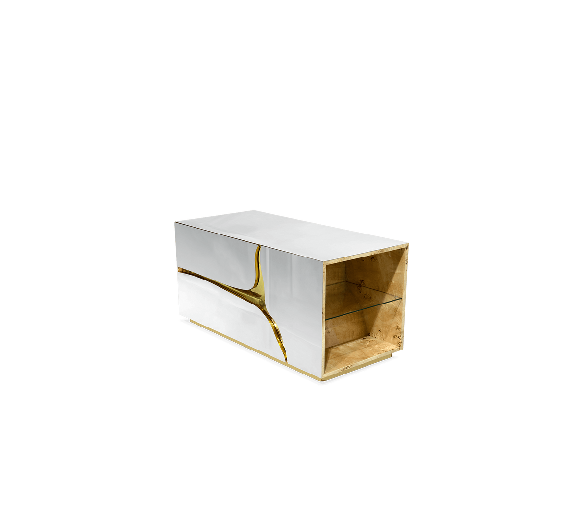 Lapiaz Cracked Stone Mirrored Luxury Nightstand