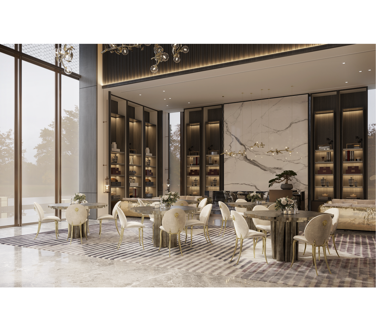 Soleil Curved Brass Modern Luxury Dining Chair