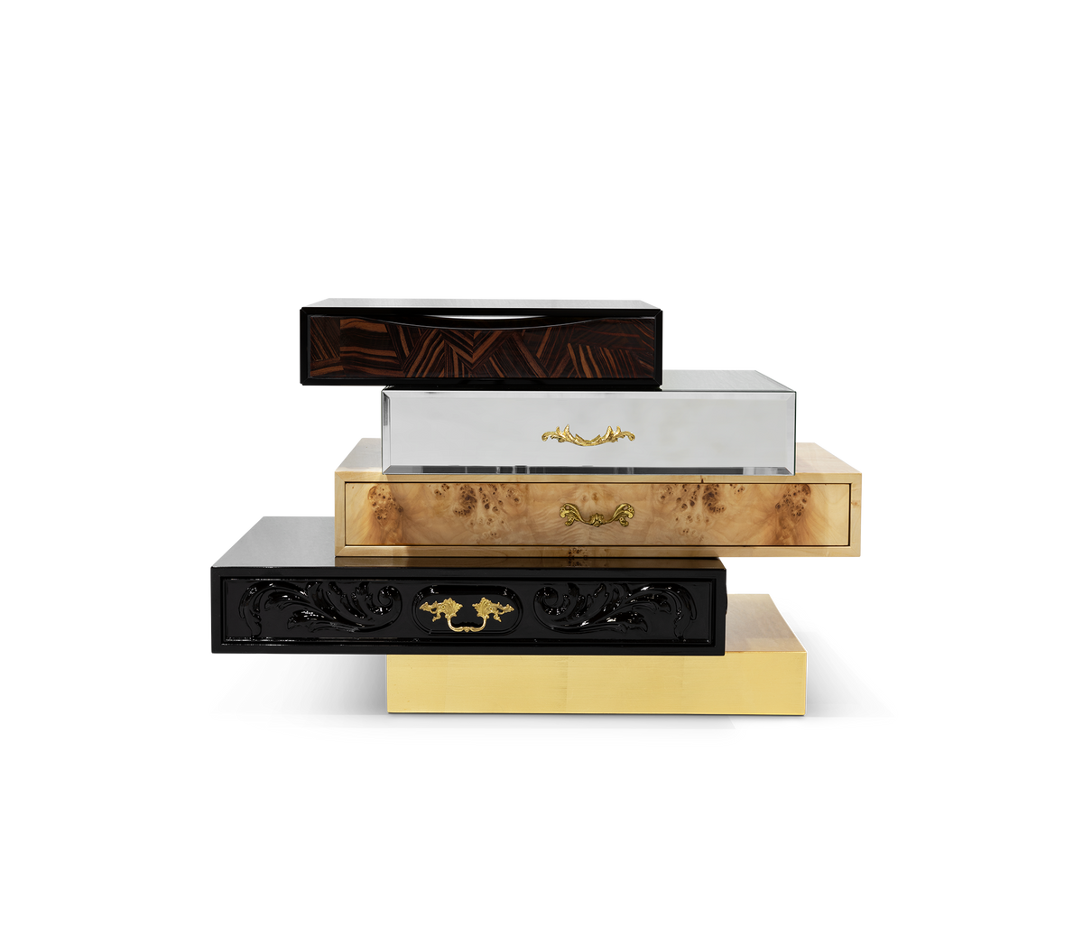 Frank Surreal Multi-Veneer Layered Luxury Nightstand