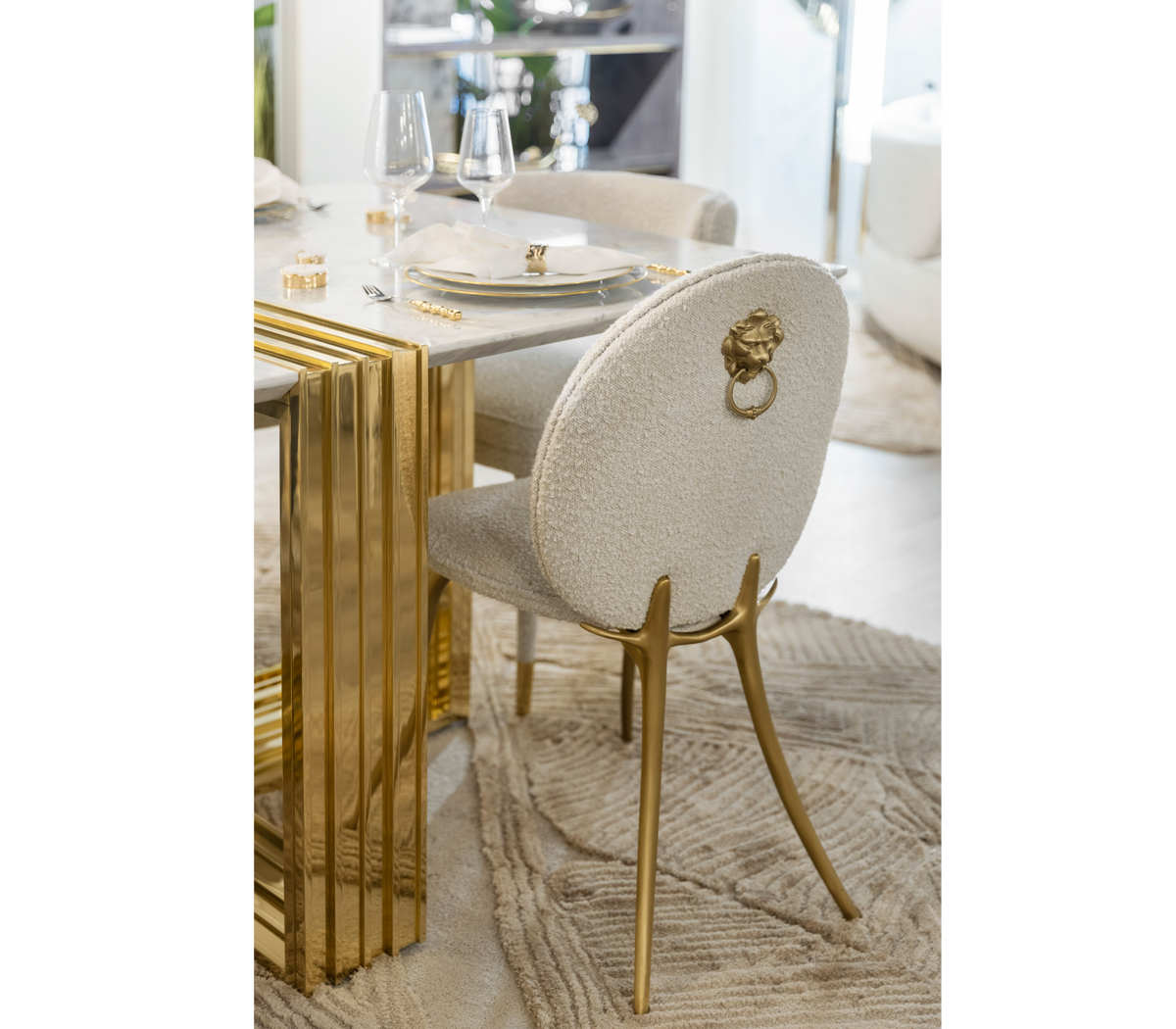 Soleil Curved Brass Modern Luxury Dining Chair