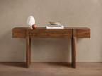 Console d'entrée Callan en bois de noyer massif, style rustique, pour couloir