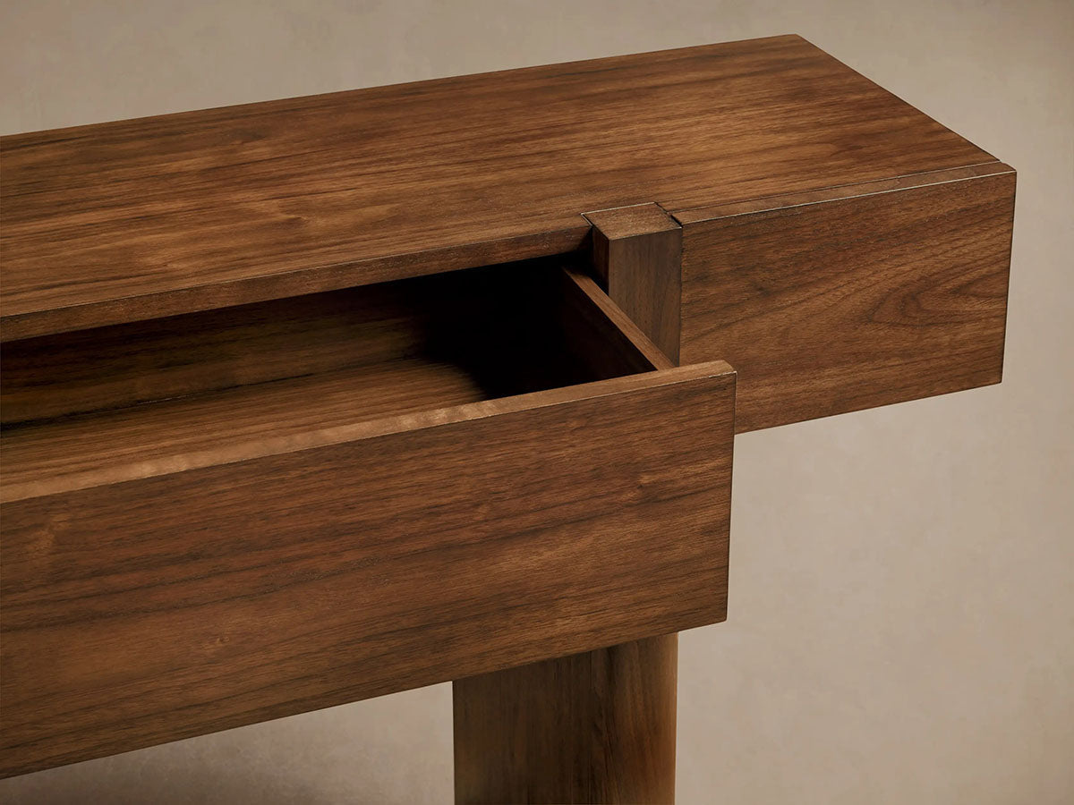Console d'entrée Callan en bois de noyer massif, style rustique, pour couloir