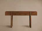 Console d'entrée Callan en bois de noyer massif, style rustique, pour couloir