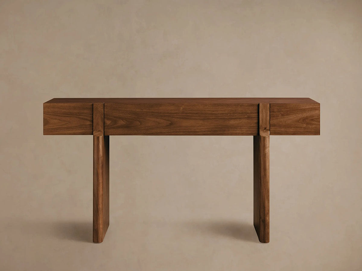 Console d'entrée Callan en bois de noyer massif, style rustique, pour couloir