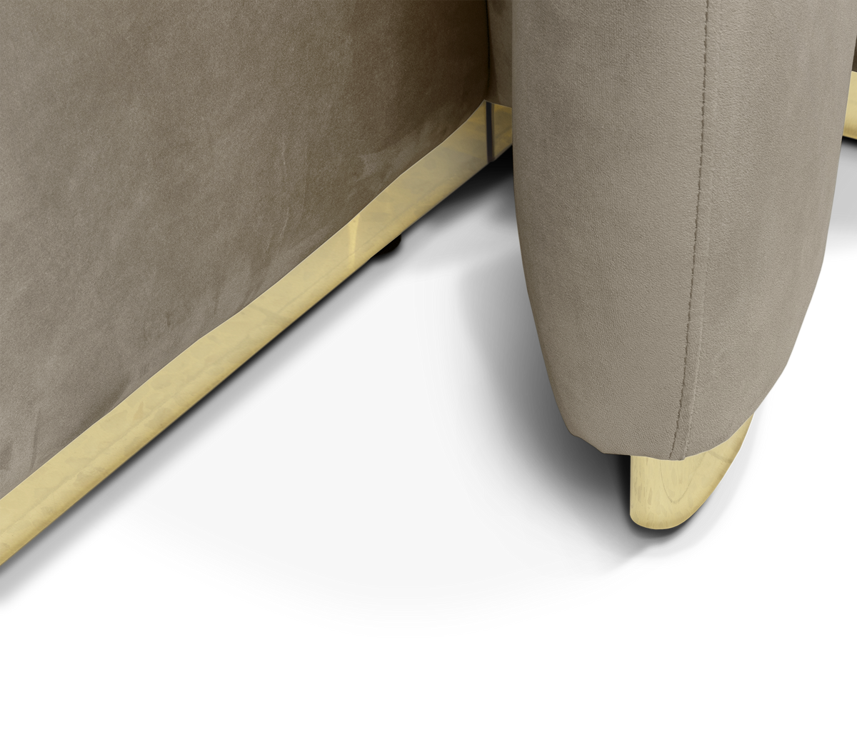 Odette Curved Velvet Polished Brass Luxury King Bed