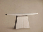 Ilaria Stone Entrance Console Table with Light Travertine Hallway Entryway Table Natural Style