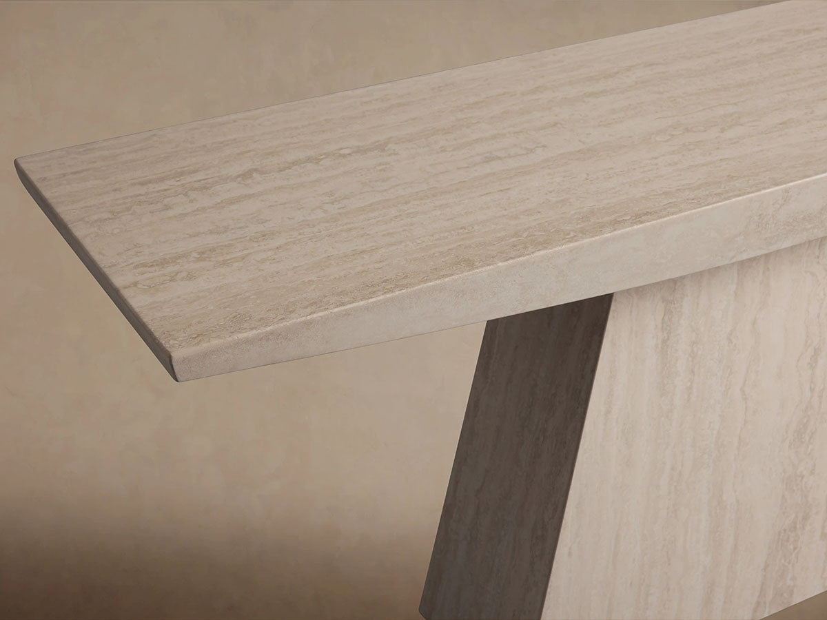Ilaria Stone Entrance Console Table with Light Travertine Hallway Entryway Table Natural Style