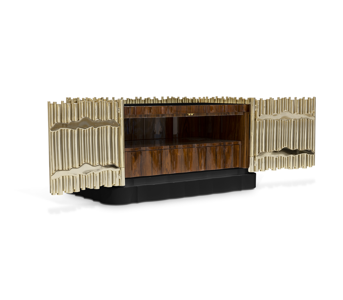 Symphony Tubular Gold Plated Modern Luxury Nightstand